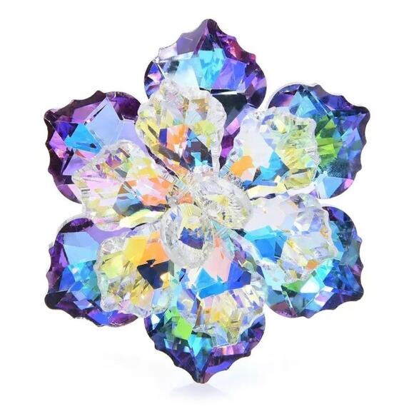 Brooch Shining Glass Flower Brooches For Women Size 4.5cmx4.1cm - Picture 6 of 8